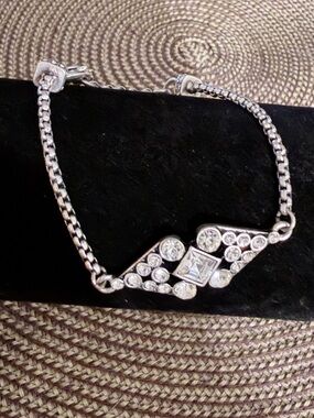 Silver Tone Crystal Accent Women's Bracelet - Clear Stones